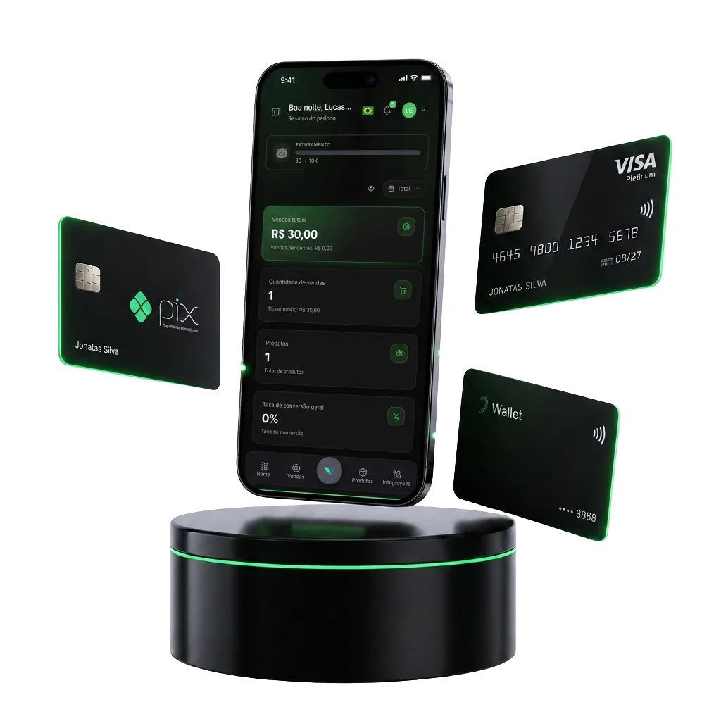 Aplicativo VELSIQ com cartões PIX, crédito e carteira digital